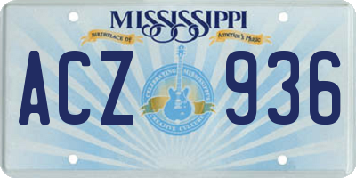 MS license plate ACZ936