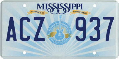MS license plate ACZ937