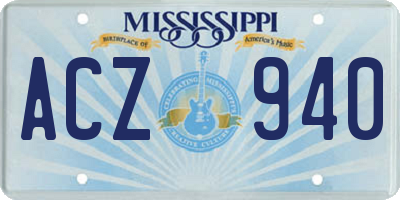 MS license plate ACZ940