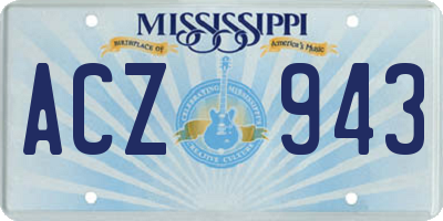 MS license plate ACZ943