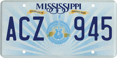 MS license plate ACZ945