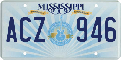 MS license plate ACZ946