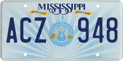 MS license plate ACZ948