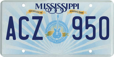 MS license plate ACZ950