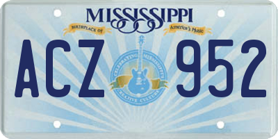 MS license plate ACZ952