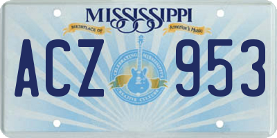 MS license plate ACZ953