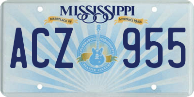 MS license plate ACZ955