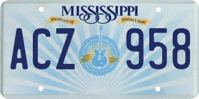 MS license plate ACZ958