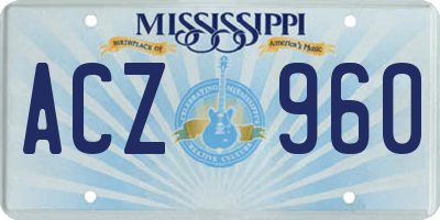 MS license plate ACZ960