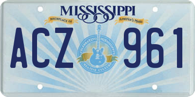 MS license plate ACZ961