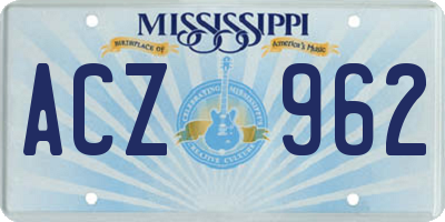MS license plate ACZ962