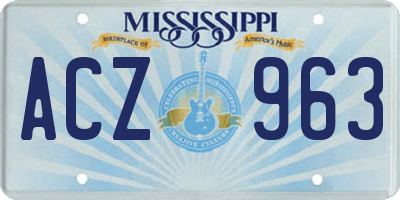 MS license plate ACZ963