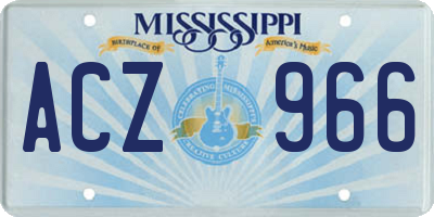 MS license plate ACZ966