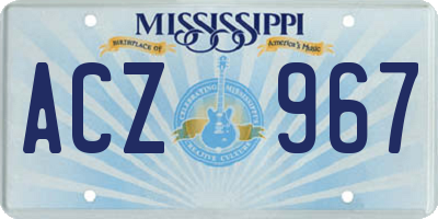 MS license plate ACZ967