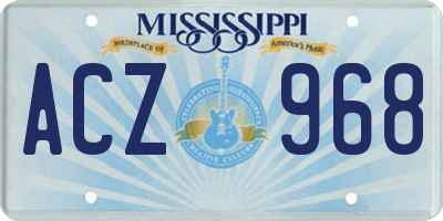 MS license plate ACZ968