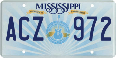 MS license plate ACZ972