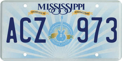 MS license plate ACZ973