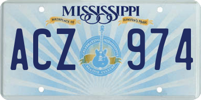 MS license plate ACZ974