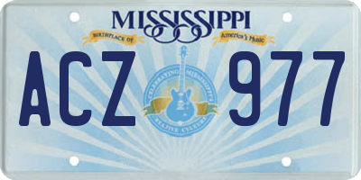 MS license plate ACZ977