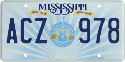 MS license plate ACZ978