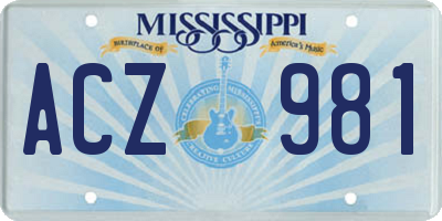 MS license plate ACZ981