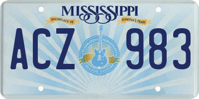 MS license plate ACZ983