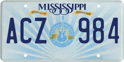 MS license plate ACZ984