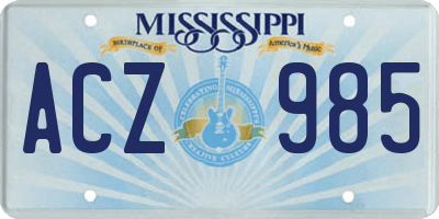 MS license plate ACZ985