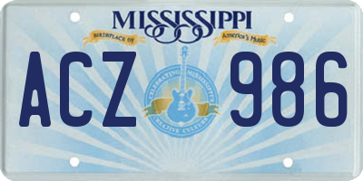 MS license plate ACZ986
