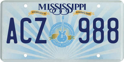MS license plate ACZ988