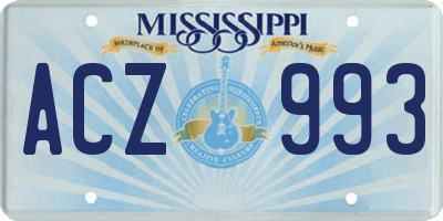 MS license plate ACZ993