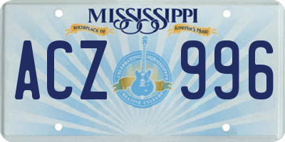 MS license plate ACZ996