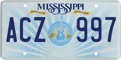 MS license plate ACZ997