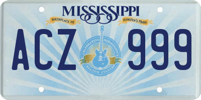 MS license plate ACZ999