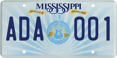 MS license plate ADA001