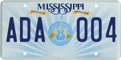 MS license plate ADA004