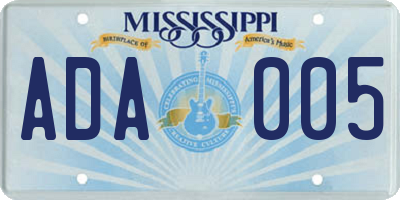 MS license plate ADA005