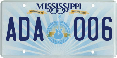 MS license plate ADA006