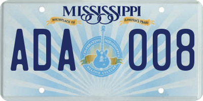 MS license plate ADA008
