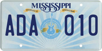 MS license plate ADA010