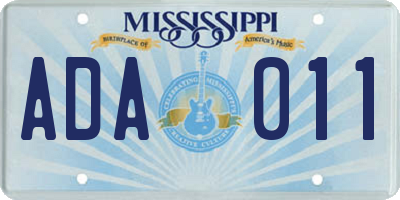 MS license plate ADA011