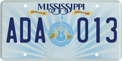 MS license plate ADA013