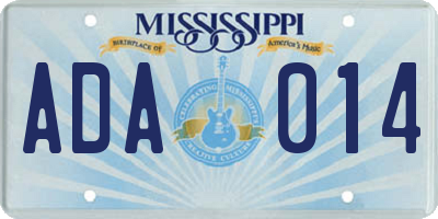 MS license plate ADA014