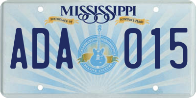 MS license plate ADA015