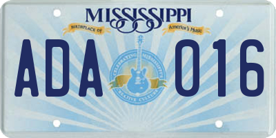 MS license plate ADA016