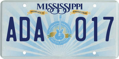 MS license plate ADA017
