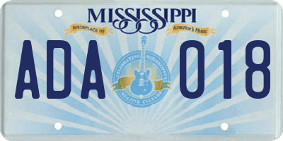 MS license plate ADA018