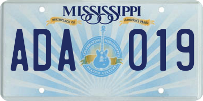 MS license plate ADA019