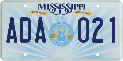 MS license plate ADA021