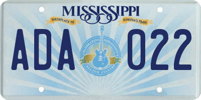 MS license plate ADA022